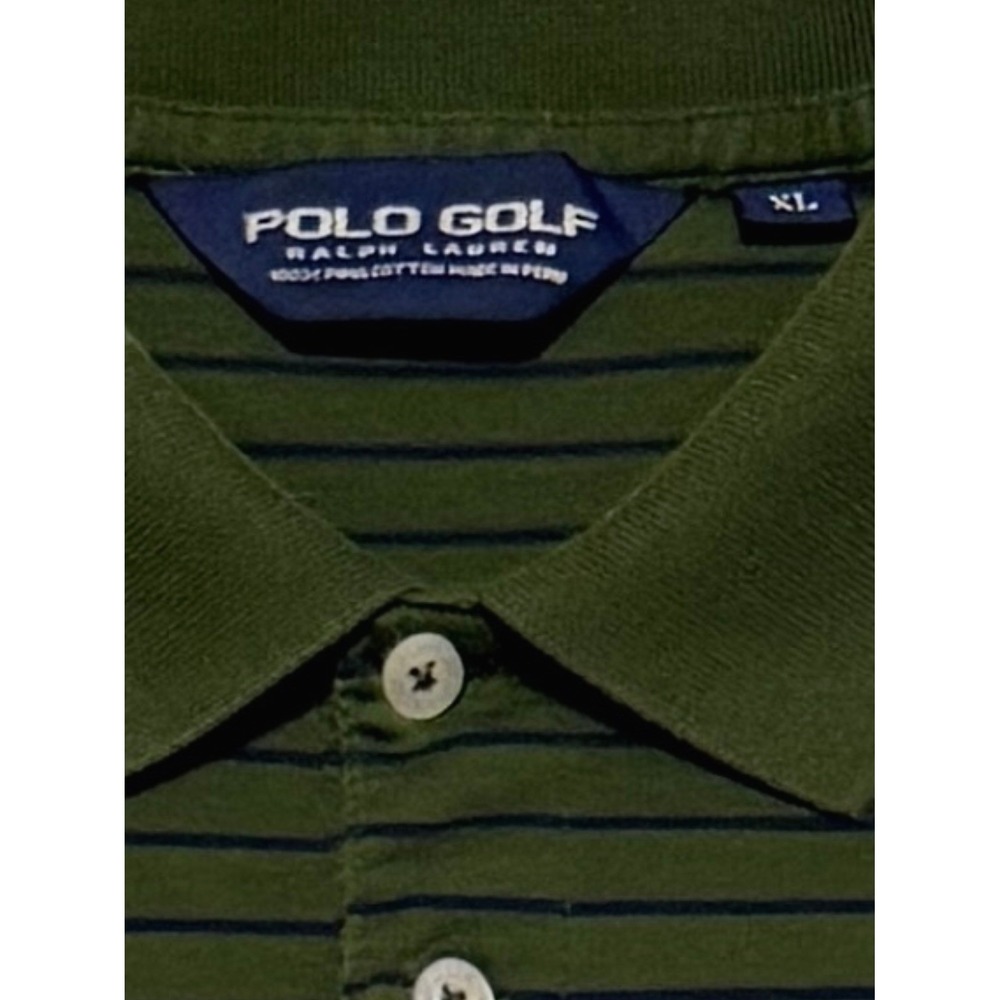 Polo Golf Ralph Lauren Mens XL Pima Cotton Striped Polo Shirt Green Titleist